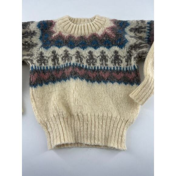 Vintage Alafoss Sweater Kids Girls Wool Long Sleeve Youth Size 4 Cream Warm - Picture 2 of 8